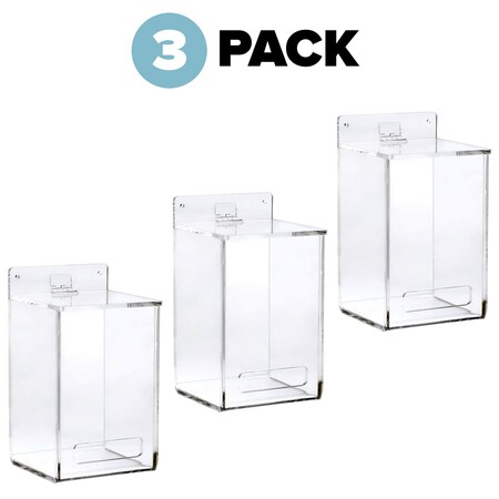 Adiroffice Clear Acrylic Wall Mountable Personal Protection Equipment Hairnet and Shoe Cover Dispenser, PK3 ADI434-03-3pk